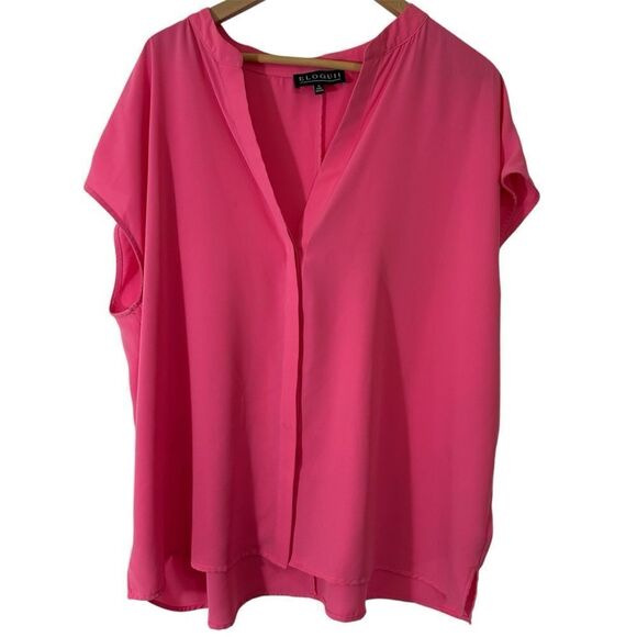 Eloquii Notch Collar Hot Pink Dolman Sleeve Blouse size 20 - Picture 1 of 6